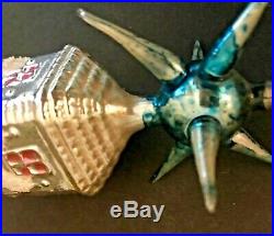 Antique VTG House With 6 Point Star Fantasy German Glass Christmas Ornament