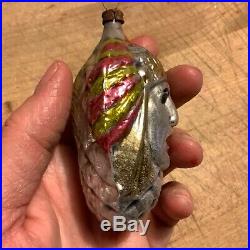 Antique VTG Indian Chief Pine Cone German Glass Figural Christmas Ornament