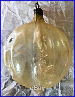 Antique VTG Jack- O- Lantern Unsilvered Tinsel German Glass Christmas Ornament