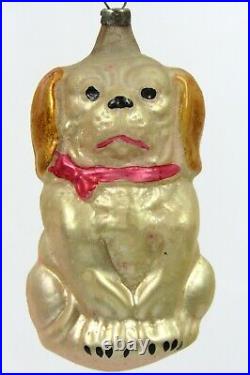 Antique VTG Mercury Glass SITTING Spaniel DOG Christmas Ornament Germany