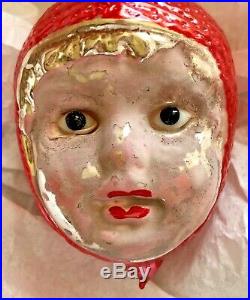 Antique VTG Red Riding Hood Pointed Chin Figural German Glass Christmas Ornament