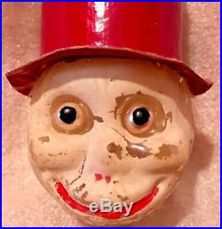 Antique VTG Ringmaster Head W Hat Pearl Eyes Glass Figural Christmas Ornament