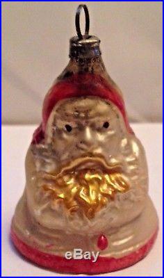 Antique VTG Santa Bell With Clapper Glass German Feather Tree Christmas Ornament