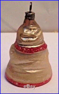 Antique VTG Santa Bell With Clapper Glass German Feather Tree Christmas Ornament