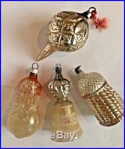 Antique VTG Set of 12 Figural & Fancy Shapes Glass German Christmas Ornaments