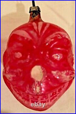 Antique VTG Unsilvered Grinning Clown Glass German Figural Christmas Ornament