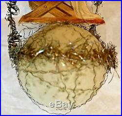 Antique VTG Wire Wrapped Nativity Manger Bell German Glass Christmas Ornament