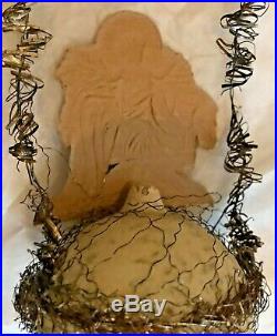Antique VTG Wire Wrapped Nativity Manger Bell German Glass Christmas Ornament