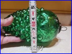 Antique Very Large 8 Grape Green Iridescent Kugel Christmas Ornament