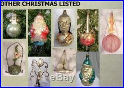 Antique Victorian Blown Glass Figural Christmas Tree Ornament INDIAN CHIEF HEAD