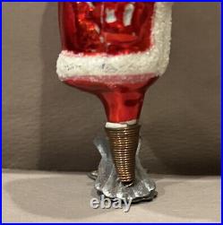 Antique Victorian Blown Mercury Glass Santa Claus Christmas Clip Ornament