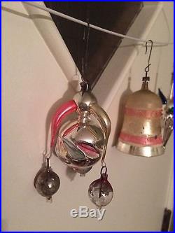 Antique Victorian Feather Tree Blown Glass Christmas Ornaments Rare Shapes