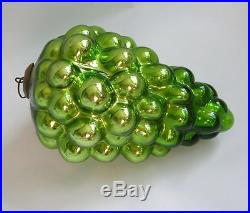 Antique Victorian German Glass Green Grapes Kugel Christmas Ornament 6