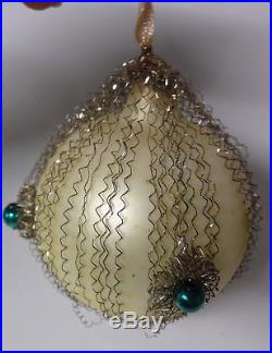 Antique Victorian Germany Christmas Tree Mercury Glass Wire Wrap Ball Ornament