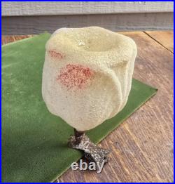 Antique Victorian Rose Candle Clip German Glass Christmas Ornament 3-1/2 inch