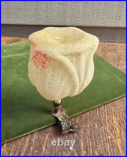 Antique Victorian Rose Candle Clip German Glass Christmas Ornament 3-1/2 inch
