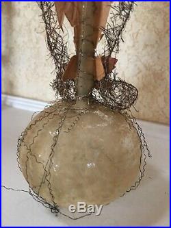 Antique Victorian Wire Wrapped Blown Glass Die Cut Angel CHRISTMAS Ornament