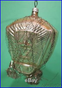 Antique Victorian Wire Wrapped Glass Christmas Ornament Cinderella Carriage