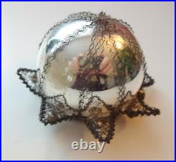 Antique Victorian Xmas Ornament Wire Wrapped Indent Mercury Glass Germany Star