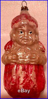 Antique Vintage 4 Mrs. Santa Claus Glass German Figural Christmas Ornament