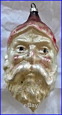 Antique Vintage 4 Santa Face Head Glass Figural German Christmas Ornament
