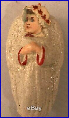Antique Vintage Angel W Paper Face On Clip German Glass Christmas Ornament