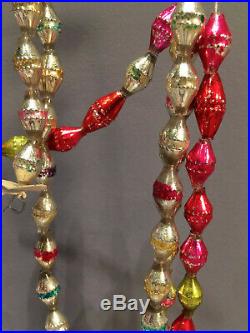 Antique Vintage Barrel shaped 120 inch Christmas garland 3 Strands Glass beads