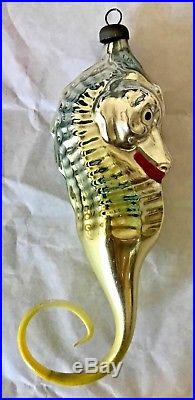 Antique Vintage Beautiful Seahorse Glass Figural Christmas Ornament
