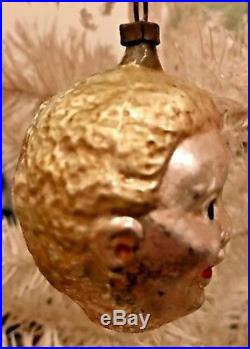 Antique Vintage Black Man Head Face German Glass Figural Christmas Ornament