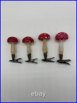 Antique Vintage Blown Glass Clip On MUSHROOM Christmas Ornament Germany Lot Of 4 Antique Vintage Blown Glass Clip On MUSHROOM Christmas Ornament Germany Lot Of 4