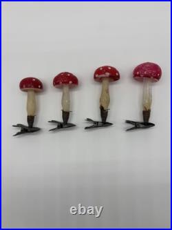Antique Vintage Blown Glass Clip On MUSHROOM Christmas Ornament Germany Lot Of 4 Antique Vintage Blown Glass Clip On MUSHROOM Christmas Ornament Germany Lot Of 4