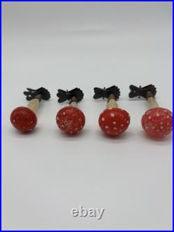 Antique Vintage Blown Glass Clip On MUSHROOM Christmas Ornament Germany Lot Of 4 Antique Vintage Blown Glass Clip On MUSHROOM Christmas Ornament Germany Lot Of 4