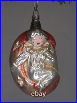 Antique Vintage Blown Glass Jester CLOWN on MOON Christmas Ornament Germany Antique Vintage Blown Glass Jester CLOWN on MOON Christmas Ornament Germany