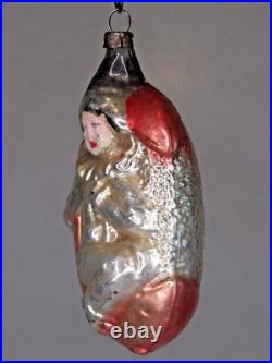 Antique Vintage Blown Glass Jester CLOWN on MOON Christmas Ornament Germany Antique Vintage Blown Glass Jester CLOWN on MOON Christmas Ornament Germany