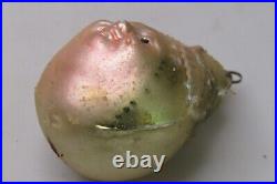 Antique Vintage Blown Glass PEAR FACE Embossed Leaf Christmas Ornament Germany