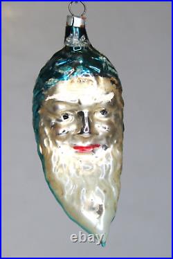 Antique Vintage Blown Glass Pinecone Dwarf SANTA FACE Christmas Ornament Germany