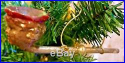 Antique Vintage Boy With Curly Hair Pipe Figural Christmas Ornament German