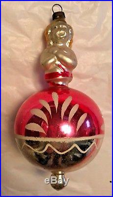Antique Vintage Cherub On A Ball Glass German Figural Christmas Ornament