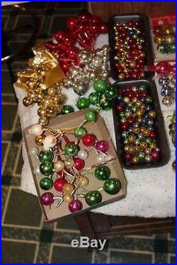 Antique Vintage Christmas Feather Tree Mercury Glass Ornaments Garland Picks