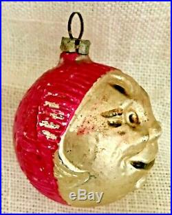 Antique Vintage Comic Baby Boys Head German Glass Figural Christmas Ornament