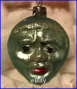Antique Vintage Double Sided Negro Head German Glass Figural Christmas Ornament