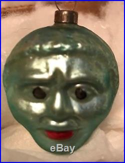 Antique Vintage Double Sided Negro Head German Glass Figural Christmas Ornament