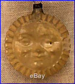Antique Vintage Double Sided Sun Face German Glass Figural Christmas Ornament