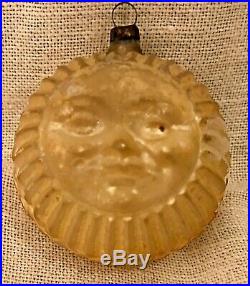 Antique Vintage Double Sided Sun Face German Glass Figural Christmas Ornament