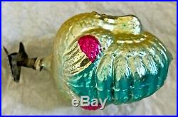 Antique Vintage Double Sided Turkey On A Clip German Glass Christmas Ornament