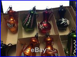 Antique Vintage East Germany Blown Glass Christmas Ornaments Teapots Coffee Pots
