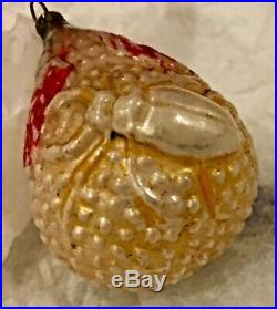 Antique Vintage Embossed Beetle On Bumpy Pear Glass German Christmas Ornament
