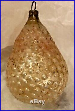 Antique Vintage Embossed Beetle On Bumpy Pear Glass German Christmas Ornament