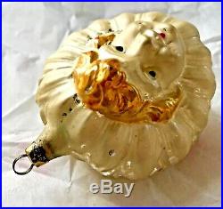 Antique Vintage Embossed Girls Face In A Daisy German Glass Christmas Ornament