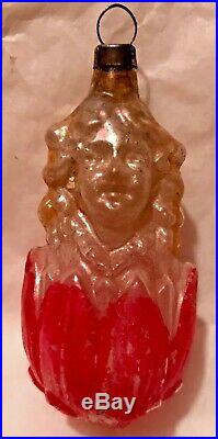 Antique Vintage Girl In A Pink Flower German Glass Figural Christmas Ornament